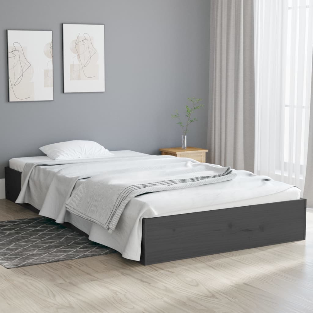 Berkfield Bed Frame Grey Solid Wood 90x200 cm