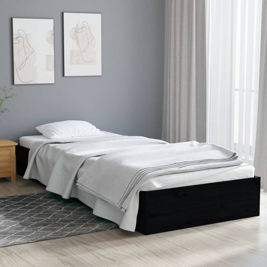 Berkfield Bed Frame Black Solid Wood 90x190 cm Single