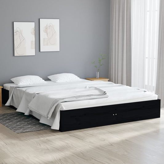 Berkfield Bed Frame Black Solid Wood 140x190 cm