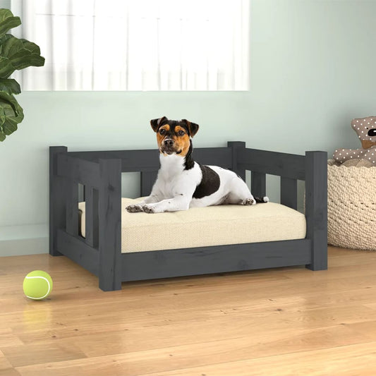 Berkfield Dog Bed Grey 55.5x45.5x28 cm Solid Wood Pine