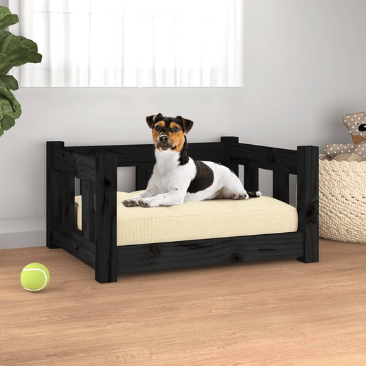 Berkfield Dog Bed Black 55.5x45.5x28 cm Solid Wood Pine