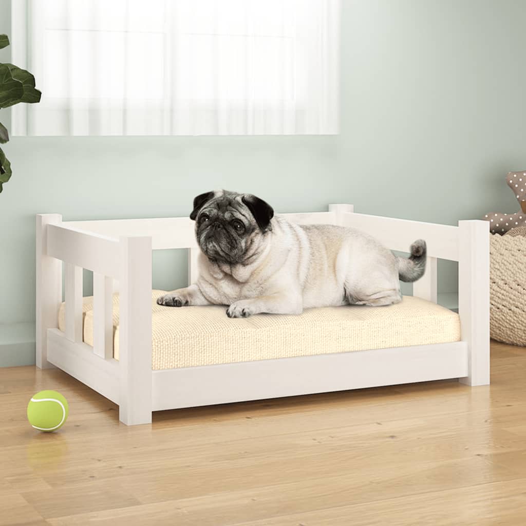 Berkfield Dog Bed White 65.5x50.5x28 cm Solid Wood Pine