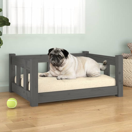 Berkfield Dog Bed Grey 65.5x50.5x28 cm Solid Wood Pine