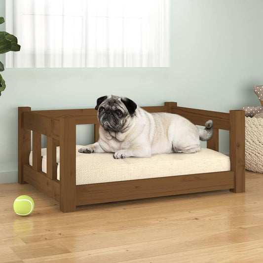 Berkfield Dog Bed Honey Brown 65.5x50.5x28 cm Solid Wood Pine