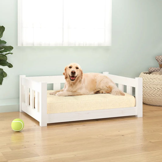 Berkfield Dog Bed White 75.5x55.5x28 cm Solid Wood Pine