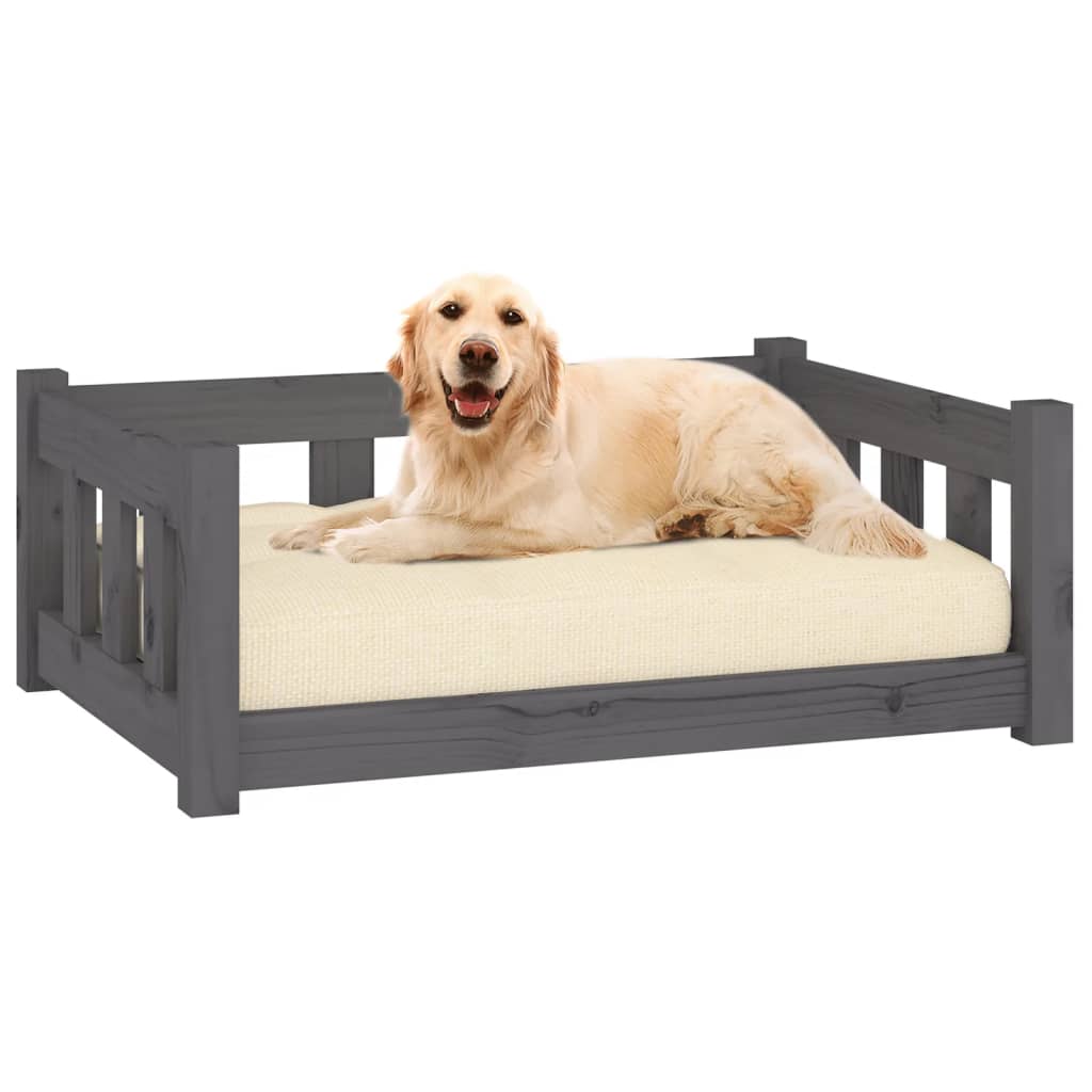 Berkfield Dog Bed Grey 75.5x55.5x28 cm Solid Wood Pine