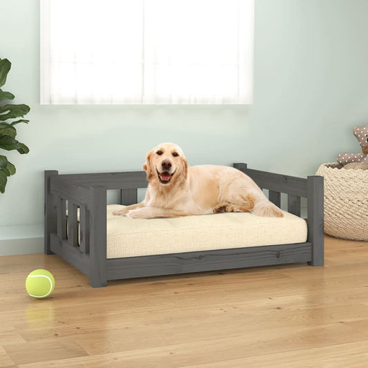 Berkfield Dog Bed Grey 75.5x55.5x28 cm Solid Wood Pine