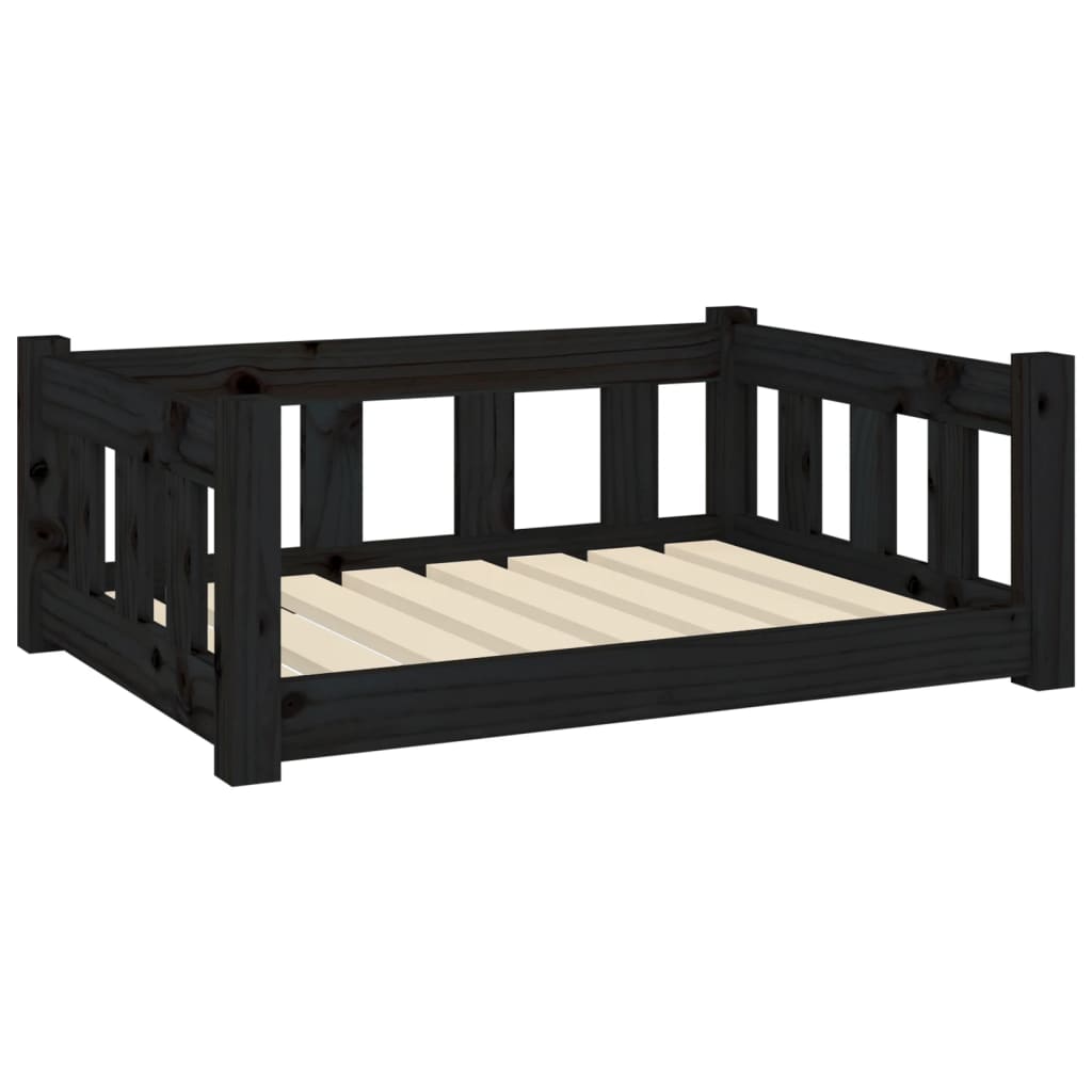Berkfield Dog Bed Black 75.5x55.5x28 cm Solid Wood Pine
