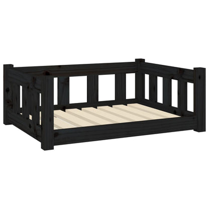 Berkfield Dog Bed Black 75.5x55.5x28 cm Solid Wood Pine