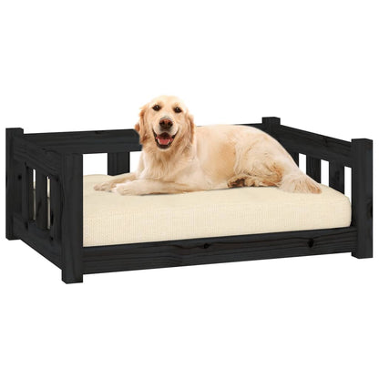 Berkfield Dog Bed Black 75.5x55.5x28 cm Solid Wood Pine