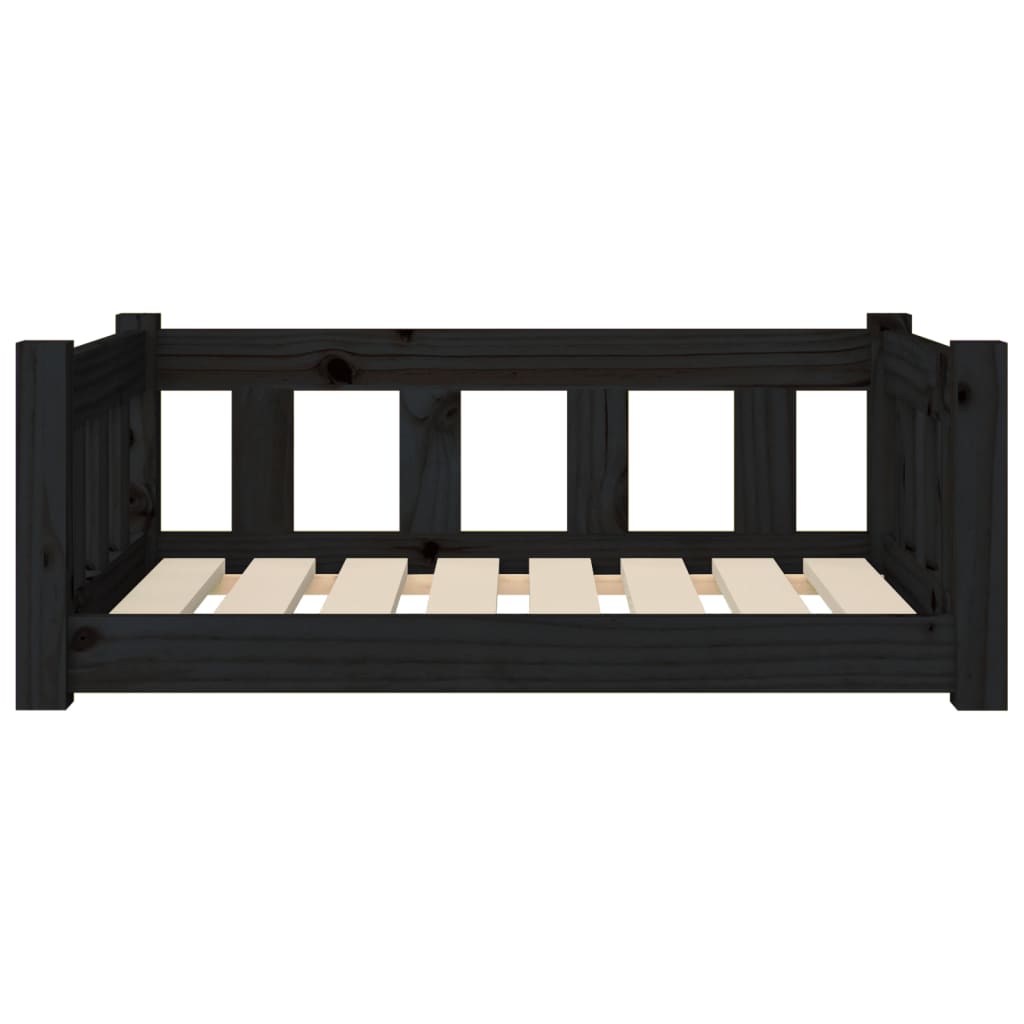 Berkfield Dog Bed Black 75.5x55.5x28 cm Solid Wood Pine