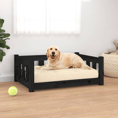 Berkfield Dog Bed Black 75.5x55.5x28 cm Solid Wood Pine