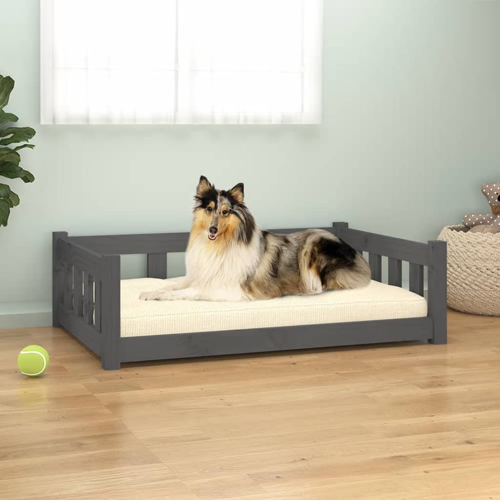 Berkfield Dog Bed Grey 95.5x65.5x28 cm Solid Wood Pine