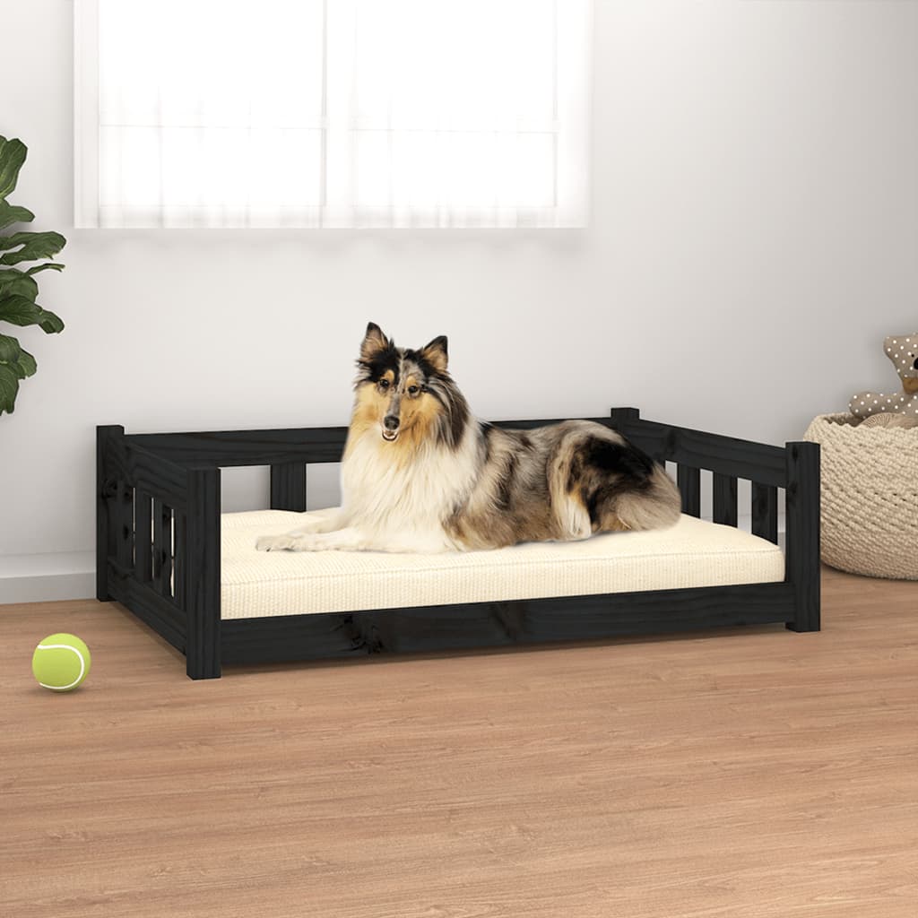 Berkfield Dog Bed Black 95.5x65.5x28 cm Solid Wood Pine