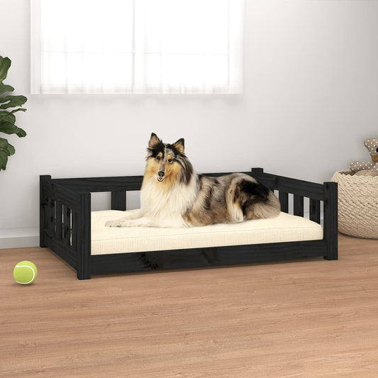 Berkfield Dog Bed Black 95.5x65.5x28 cm Solid Wood Pine