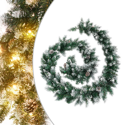 Berkfield Christmas Garland with LED Lights Green 2.7 m PVC