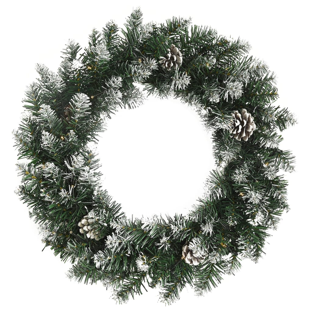 Berkfield Christmas Wreath with LED Lights Green 45 cm PVC