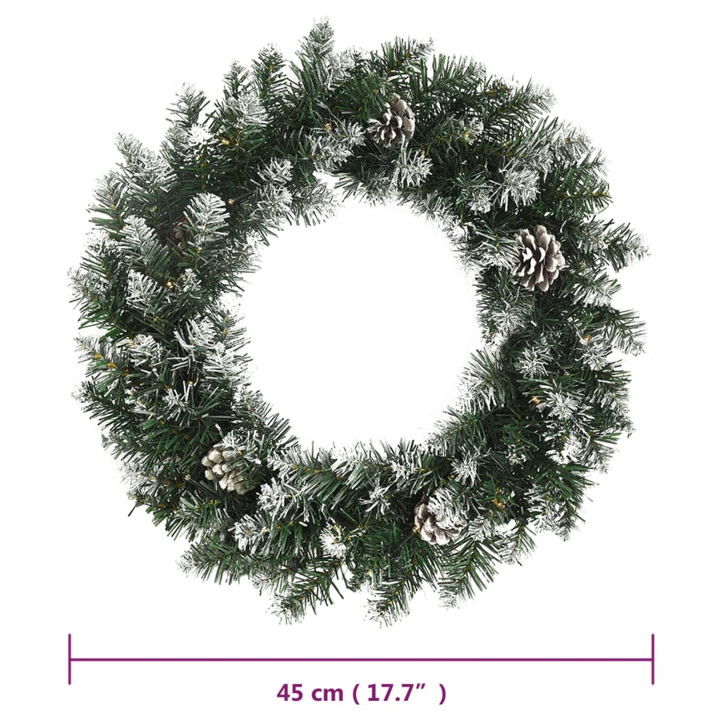 Berkfield Christmas Wreath with LED Lights Green 45 cm PVC