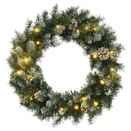 Berkfield Christmas Wreath with LED Lights Green 60 cm PVC