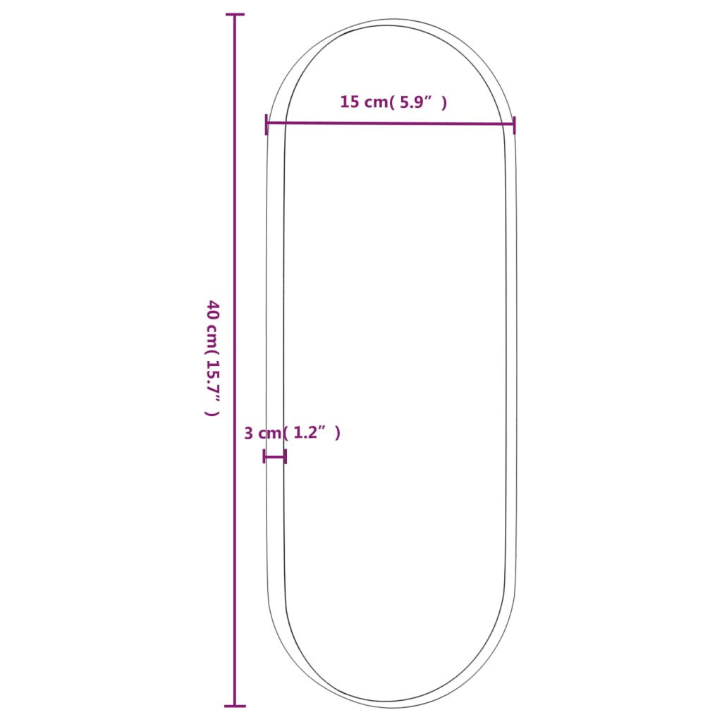 Berkfield Wall-mounted Mirror Black 15x40 cm Oval