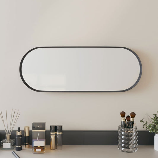 Berkfield Wall-mounted Mirror Black 15x40 cm Oval