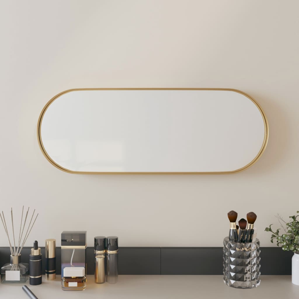 Berkfield Wall-mounted Mirror Gold 15x40 cm Oval