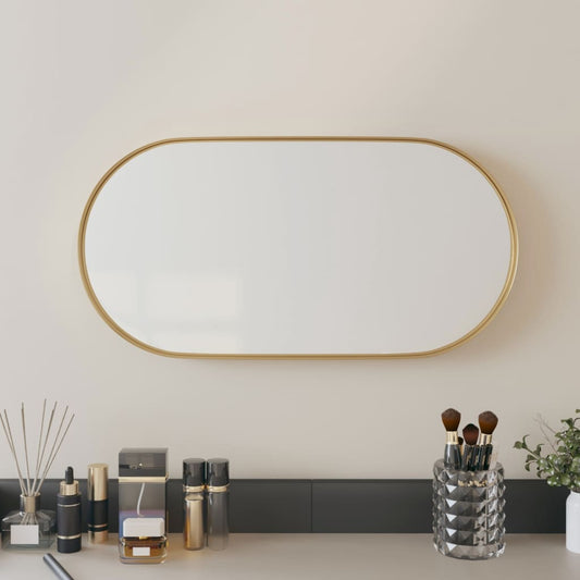Berkfield Wall-mounted Mirror Gold 20x40 cm Oval