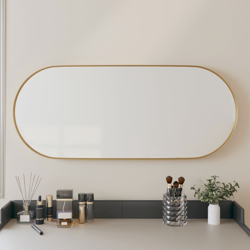 Berkfield Wall-mounted Mirror Gold 25x60 cm Oval