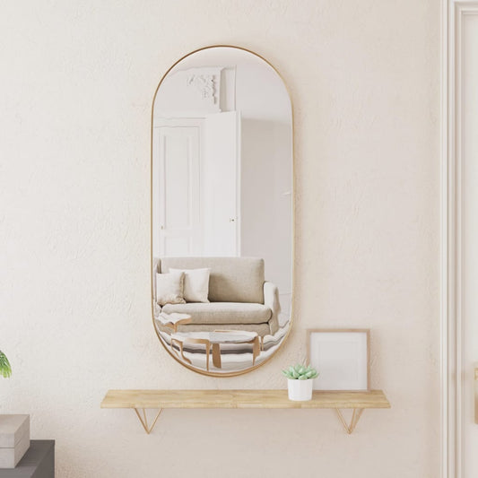 Berkfield Wall-mounted Mirror Gold 30x70 cm Oval