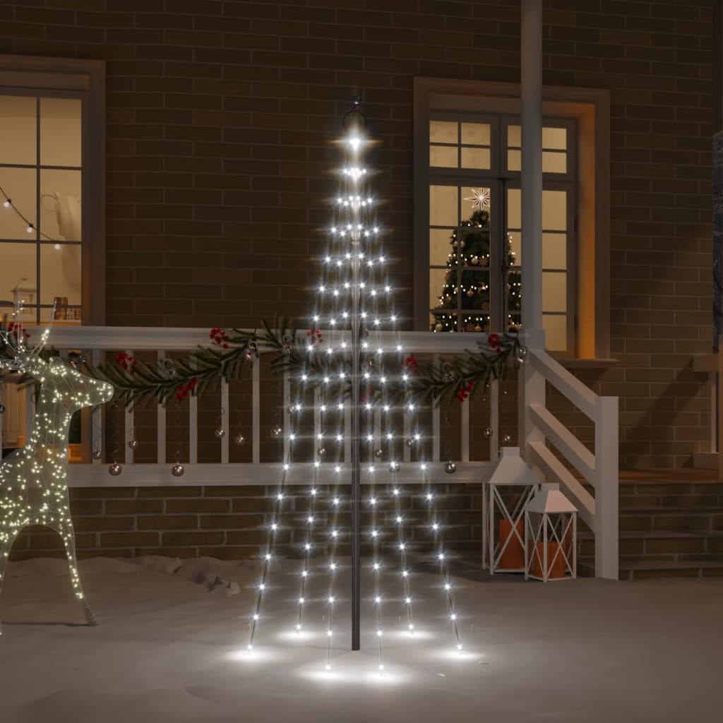 Berkfield Christmas Tree on Flagpole Cold white 108 LEDs 180 cm