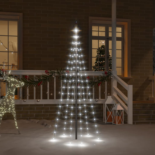 Berkfield Christmas Tree on Flagpole Cold white 108 LEDs 180 cm