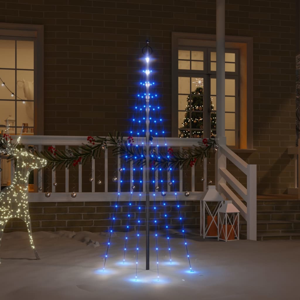 Berkfield Christmas Tree on Flagpole Blue 108 LEDs 180 cm