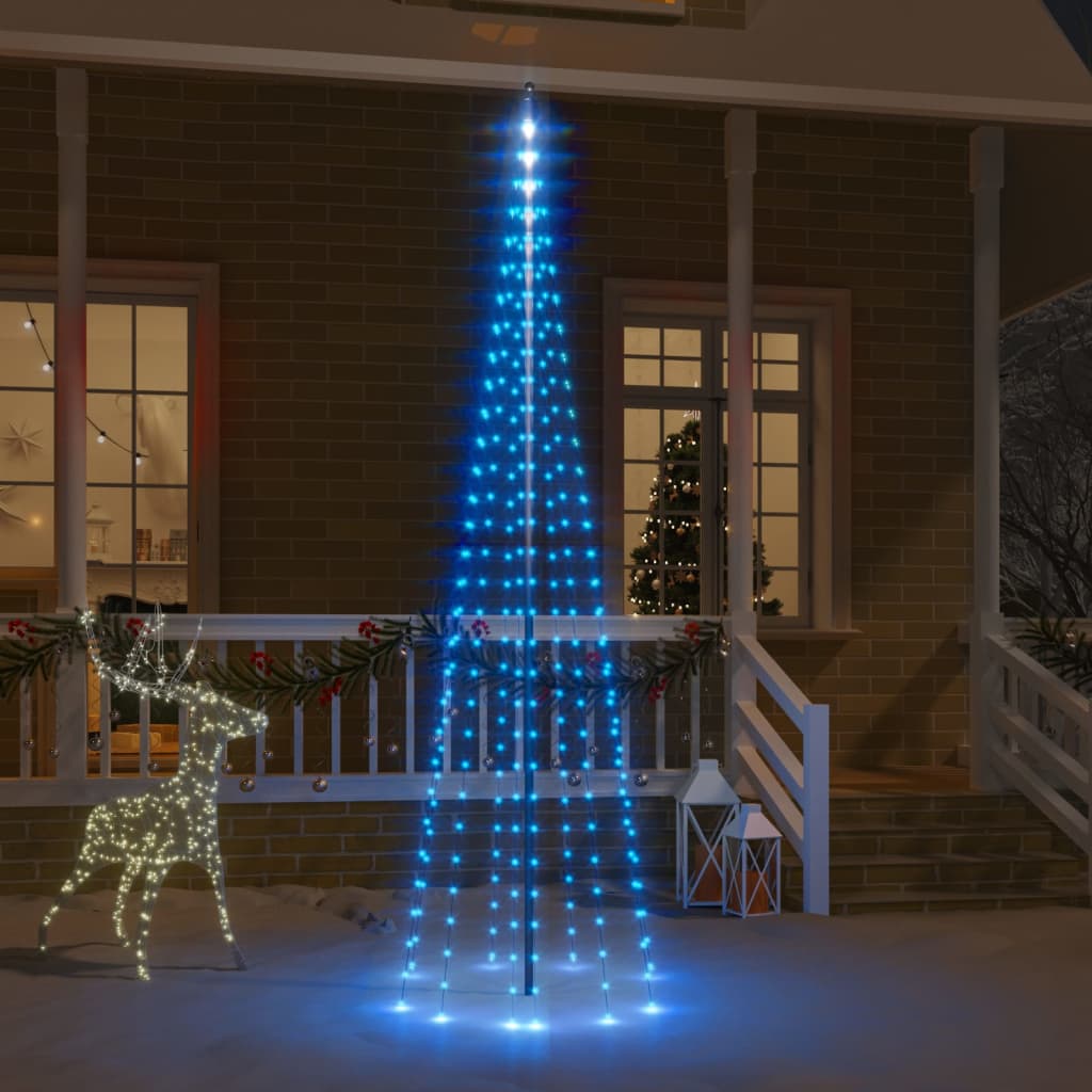 Berkfield Christmas Tree on Flagpole Blue 310 LEDs 300 cm
