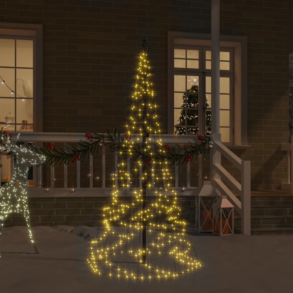 Berkfield Christmas Tree on Flagpole Warm White 200 LEDs 180 cm