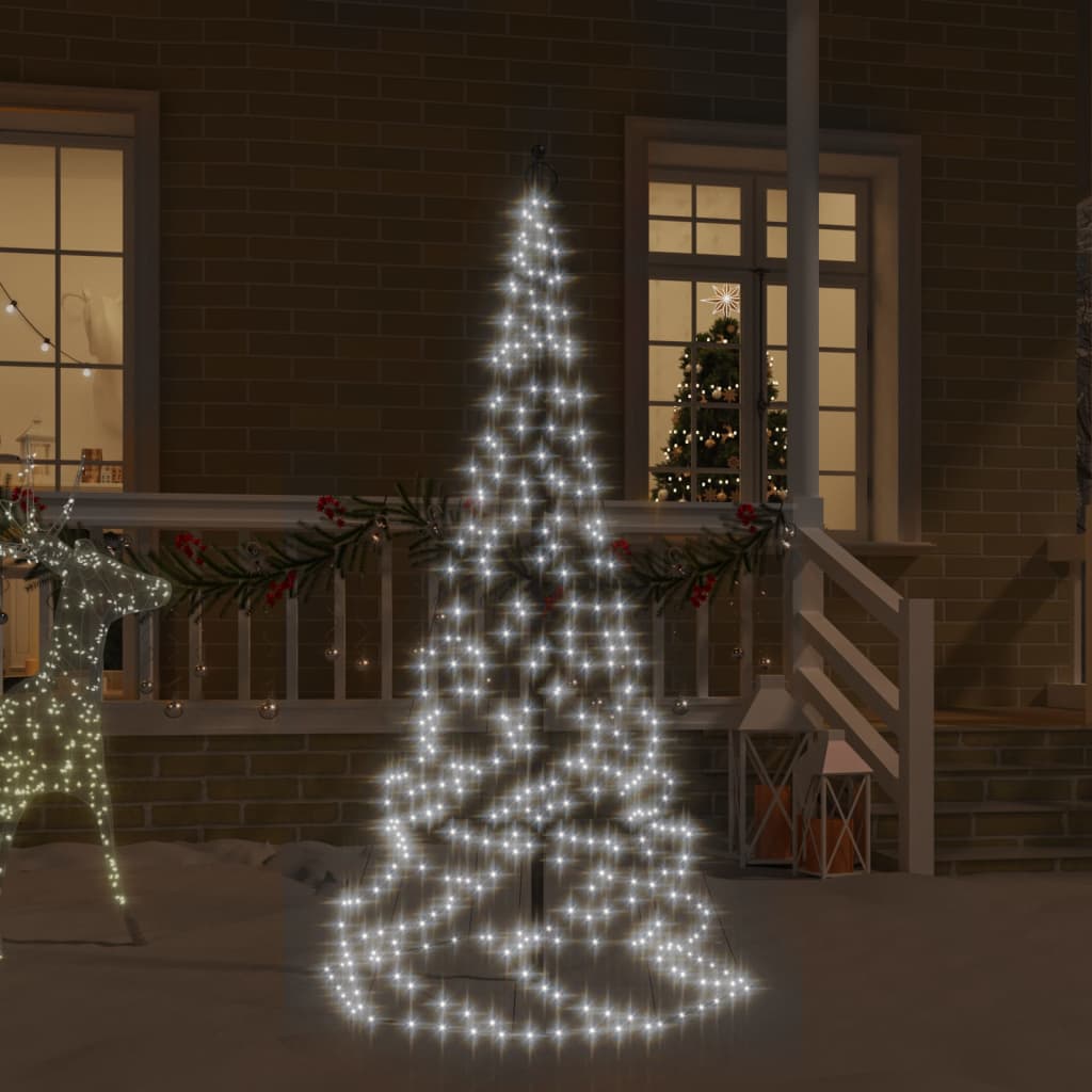 Berkfield Christmas Tree on Flagpole Cold White 200 LEDs 180 cm