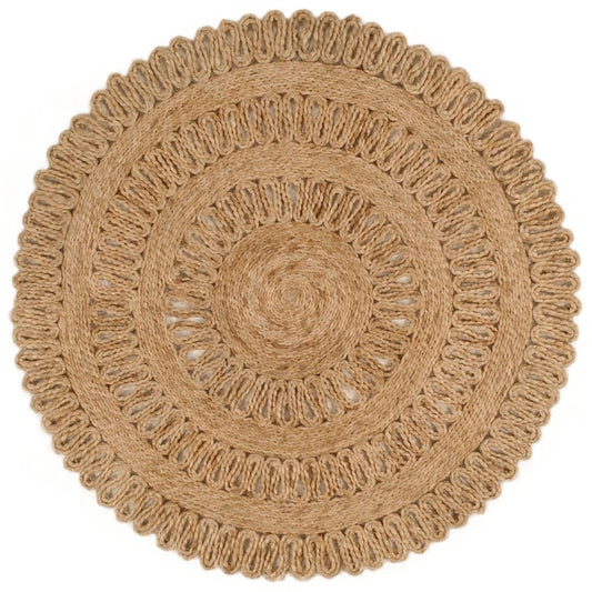 Berkfield Area Rug Hand-braided Jute 90 cm Round