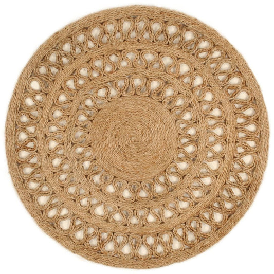 Berkfield Area Rug Hand-braided Jute 90 cm Round