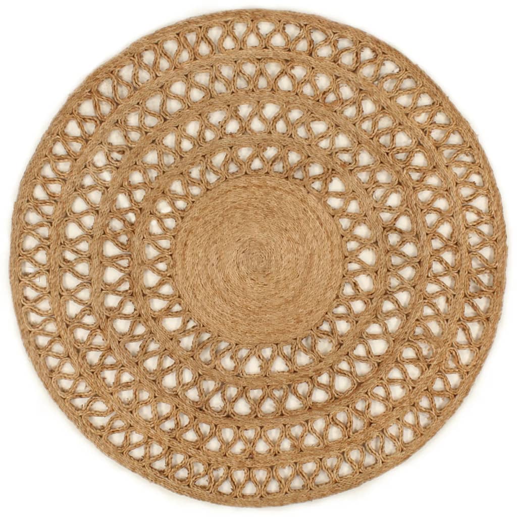 Berkfield Area Rug Hand-braided Jute 120 cm Round