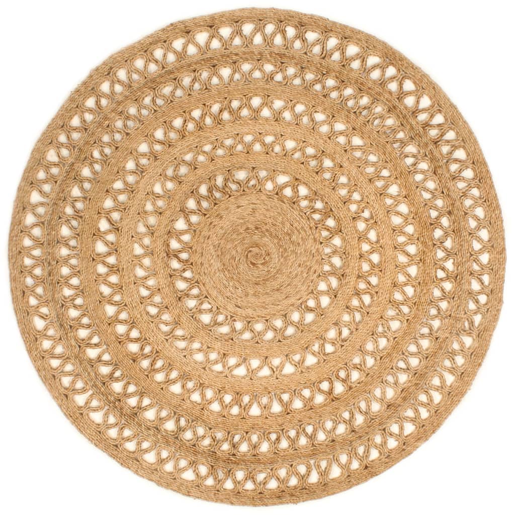 Berkfield Area Rug Hand-braided Jute 150 cm Round
