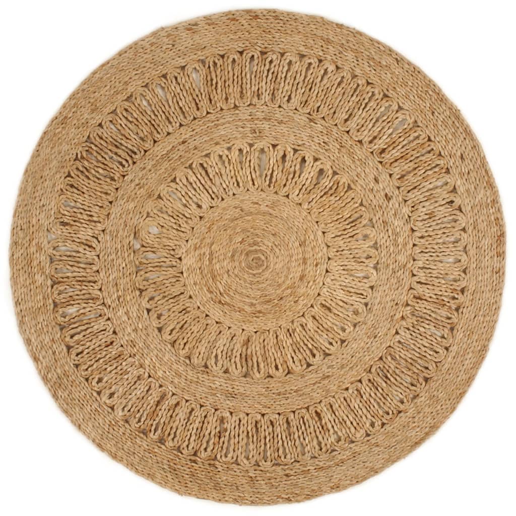Berkfield Area Rug Hand-braided Jute 90 cm Round