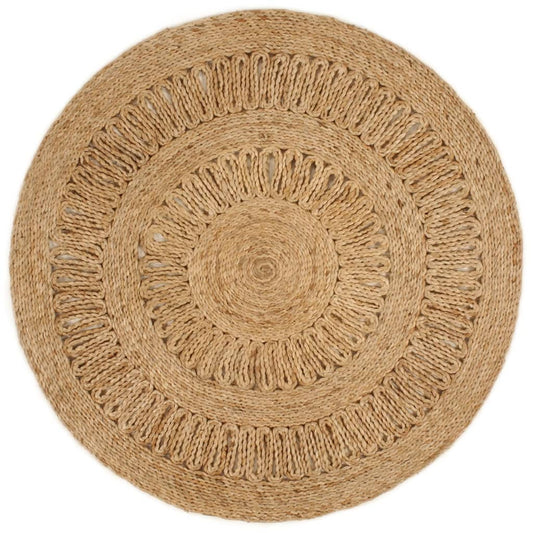 Berkfield Area Rug Hand-braided Jute 90 cm Round