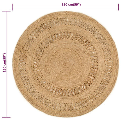 Berkfield Area Rug Hand-braided Jute 150 cm Round