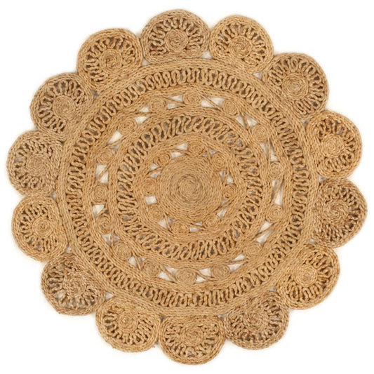 Berkfield Area Rug Hand-braided Jute 90 cm Round
