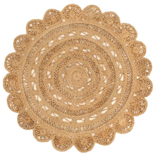 Berkfield Area Rug Hand-braided Jute 150 cm Round