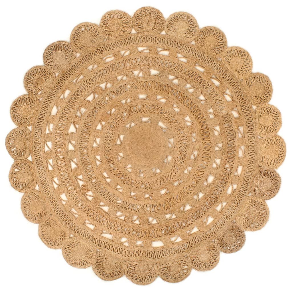 Berkfield Area Rug Hand-braided Jute 180 cm Round