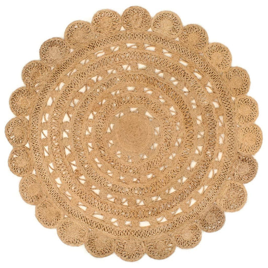 Berkfield Area Rug Hand-braided Jute 180 cm Round