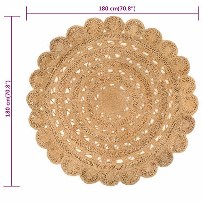 Berkfield Area Rug Hand-braided Jute 180 cm Round