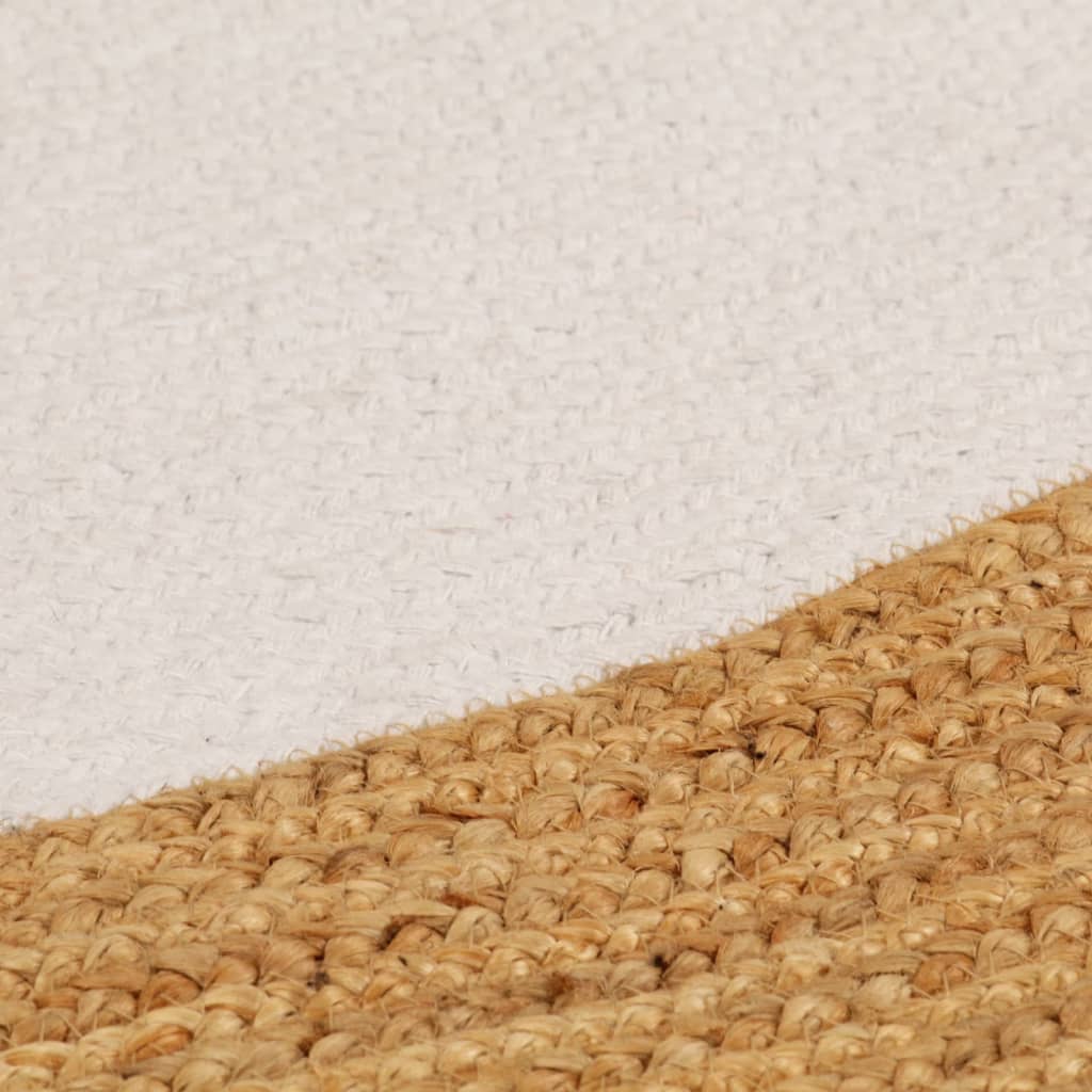 Berkfield Area Rug Braided White & Natural 150 cm Jute & Cotton Round
