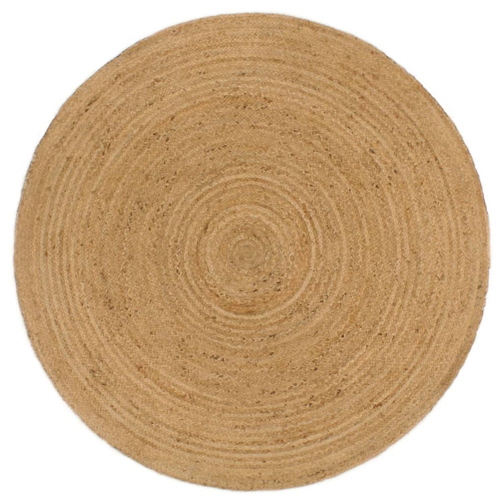 Berkfield Braided Rug Reversible Navy Blue and Natural 90 cm Jute Round