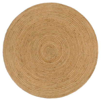 Berkfield Braided Rug Reversible Navy Blue and Natural 90 cm Jute Round